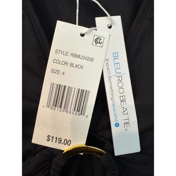 Bleu Rod Beattie Black V-Neck Cap Sleeve One Piece Swimsuit  NWT‎ SIZE 4 (A) - Picture 4 of 8